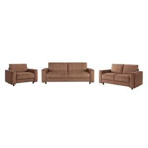 English Elm Modern Minimalist Corduroy Sectional Sofa Set - 3-Piece Brown Design For Cozy, Stylish Living Spaces B347S00007