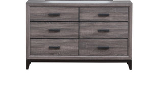 English Elm MIRAGE Solid Wood Chest with 5 Smooth-Glide Drawers, Foil Finish and Matte Black Hardware accents Grey 60.28 L x 18.58 W x 35.35 H B201P226159