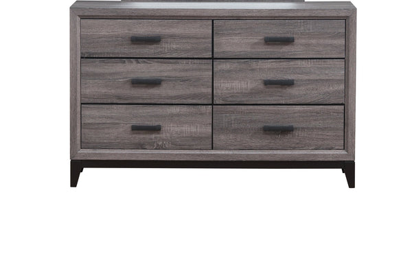 English Elm MIRAGE Solid Wood Chest with 5 Smooth-Glide Drawers, Foil Finish and Matte Black Hardware accents Grey 60.28 L x 18.58 W x 35.35 H B201P226159