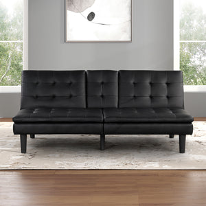 English Elm Contemporary Microfiber Futon Sofa Converts to Bed with Chrome Legs, Compact Space-Saving Design, Durable Upholstery Black 37 L x 44 W x 16 H B2741P363840