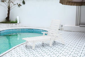 English Elm Lounge Outdoor Chaise With Wood-Look Hdpe, 5 Adjustable Positions, Wheels & Cup Holder For Relaxation W2103P254599