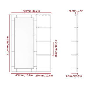 English Elm 30X44 Ines Modern Vanity Mirror with Shelf, Black Metal Frame, HD 4mm Glass, Rust-Resistant, Versatile W708P235372