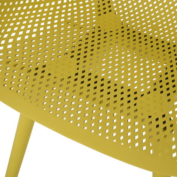 English Elm Christopher Knight Home® - LOTUS modern outdoor dining chair with weather-resistant polypropylene, perforated diamond pattern comfort and stability Yellow 23.5 L x 23.5 W x 22.5 H 69068.00YLW
