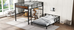 English Elm Twin Xl Solid Pine Loft Bed with Built-in Led Lighting and Storage Shelves Vintage,Wood W1580S00443