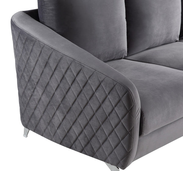 English Elm Livia Velvet Accent Armchair Tufted Diamond Stitching Chrome Legs Glam Seating Gray B2749P413382