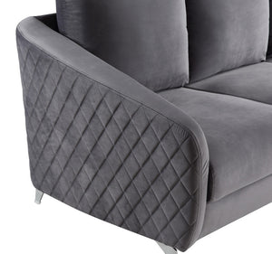 English Elm Livia Velvet Tufted Loveseat with Chrome Legs Glam Mid-century Living Room Seating Gray B2749P413383