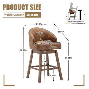 English Elm United We Win Quilted Microsuede Swivel Barstool with Wood Legs and Gold Rivet Trim W1568P361710