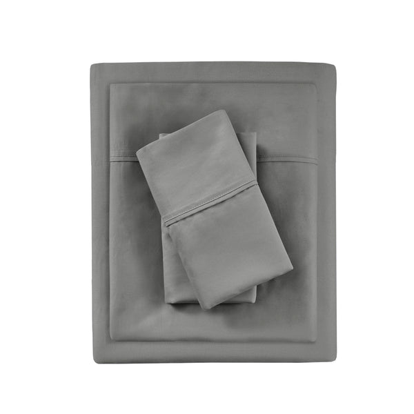 English Elm 4-piece Full Cotton Blend Sateen Sheet Set with Heiq Temperature Regulating Treatment Charcoal B035P437427