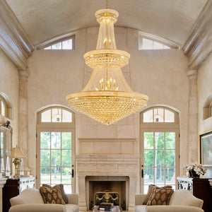 English Elm Grand Grand Gold Crystal Chandelier 48" 3-Tier Empire, 42 E12 Warm LEDs, 680 K9 Crystals, 79" Chain W2869S00005