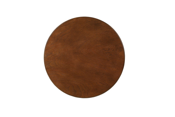 English Elm Aberta Round Walnut Accent Table with Cabriole Legs, Open Bottom Shelf, Solid Veneer Top – Stylish B2726P281894
