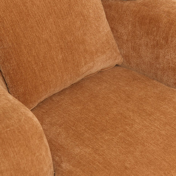 English Elm Nordic Chenille Bucket Chair Deep Cushioned Seat for Living Room Reading Lounge Brown Yellow W2901P489490