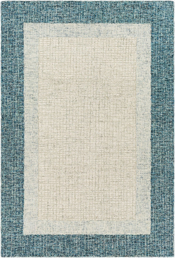Livabliss Elena Hand Tufted Wool Area Rug Contemporary Pattern for Large Living Spaces Teal, Light Gra 5' x 7'6" EAE2300-576