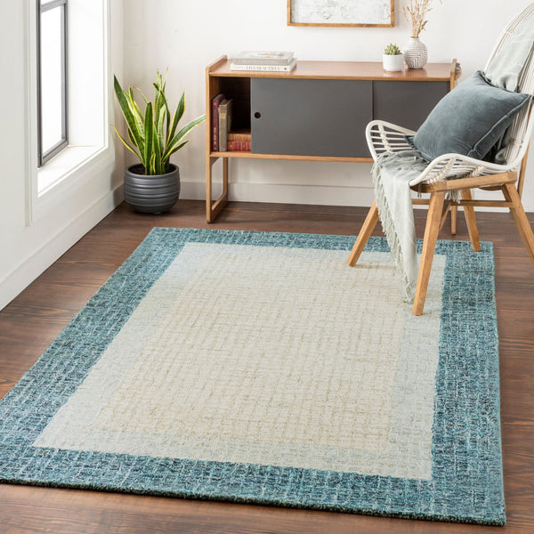 Livabliss Elena Hand Tufted Wool Area Rug Contemporary Pattern for Large Living Spaces Teal, Light Gra 5' x 7'6" EAE2300-576