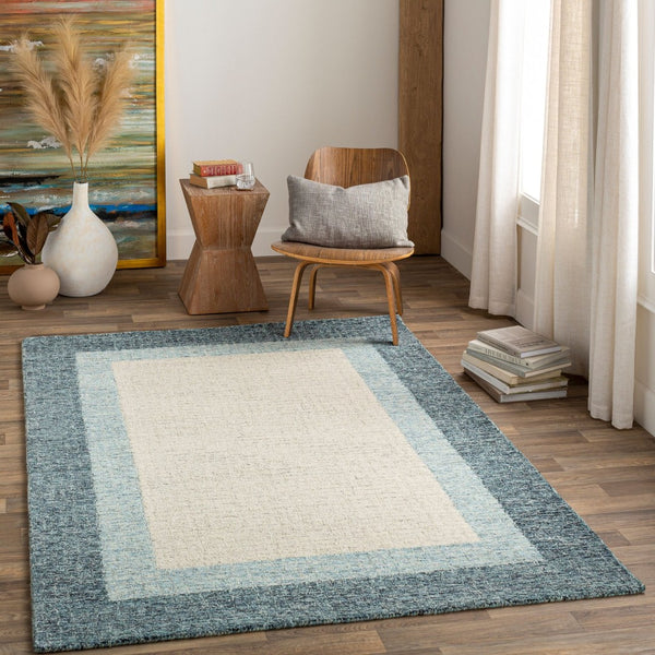 Livabliss Elena Hand Tufted Wool Area Rug Artisan Crafted for Living Dining or Bedroom Spaces Navy, Teal 5' x 7'6" EAE2303-576