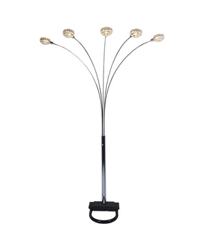 English Elm 1pc Modern Multi-Head Floor Lamp with Crystal-Encrusted Shades, Adjustable Height, Dimmer Control Silver 65 L x 18 W x 3.34 H B2741P290161