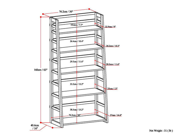 English Elm Acadian Handcrafted Ladder Shelf Bookcase In Rich Brunette Brown – Stylish Storage For Any Room B136P159413