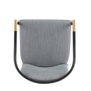 English Elm Christopher Knight Home® - Modern Upholstered Dining Chair with Gold-Tip Accents, Metal Armrests, Heathered Fabric, Set of Two Grey+Black 35.75 L x 22.75 W x 22.5 H N776P195378D
