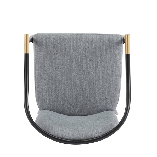English Elm Christopher Knight Home® - Modern Upholstered Dining Chair with Gold-Tip Accents, Metal Armrests, Heathered Fabric, Set of Two Grey+Black 35.75 L x 22.75 W x 22.5 H N776P195378D