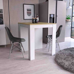 English Elm Kitchen Island Table With Two Legs And Three Open Shelves In White/Pine - Perfect For Small Spaces! B097S00133