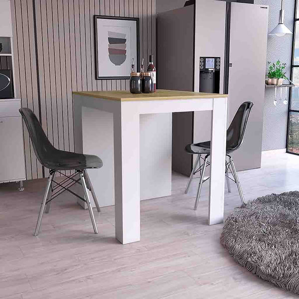 English Elm Kitchen Island Table With Two Legs And Three Open Shelves In White/Pine - Perfect For Small Spaces! B097S00133