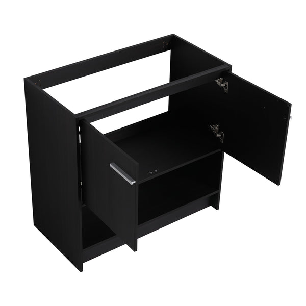 English Elm 36" Bathroom Vanity With Ceramic Sink, Soft-Close Doors, Modern Plywood Cabinet & Open Shelf Storage W1972S00020