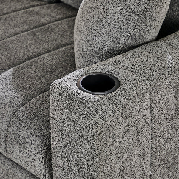 English Elm Seraphina Boucle Sleeper Sectional with Storage Chaise and Built-in Usb Charging B061S00964
