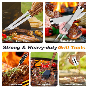 English Elm Stainless Steel 26 Piece Bbq Tool Kit with Carrying Case for Outdoor Grilling W2181P481253
