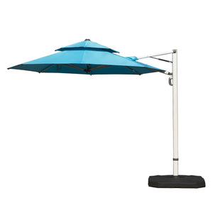 English Elm Round Cantilever Umbrella with Center Pole - 9-Rib Reinforced Aluminum Frame, 360° Pedal Rotate, Hydraulic Opening and 5-Position Tilt Adjustment for Superior Sun Protection Lake Blue W1859P337908