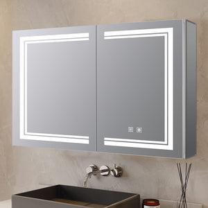 English Elm Mesa Aluminum Led Medicine Cabinet with Defogger Copper Free Mirror Bathroom Storage B2731P478364