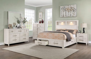 English Elm Transitional Solid Wood Chest with Five Smooth Glide Drawers, Felt-Lined Top, Timeless Design White 37 L x 20 W x 53 H B2741P369364