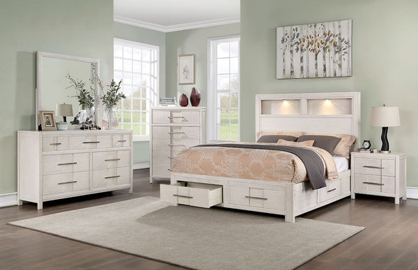 English Elm Transitional Solid Wood Chest with Five Smooth Glide Drawers, Felt-Lined Top, Timeless Design White 37 L x 20 W x 53 H B2741P369364