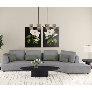 English Elm Lincoln Grey Curved Upholstered Sectional Sofa with Pillow-Back Cushions, Plush Grey Fabric Lounge B062S01310