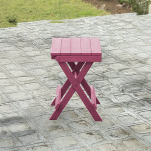 English Elm Riverstone Recycled Hdpe Folding Outdoor Bistro Table Weatherproof Patio Balcony Burgundy B2745P409701