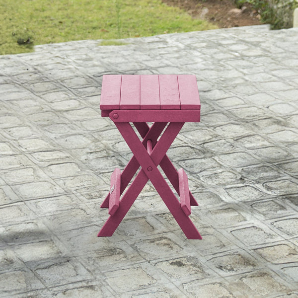 English Elm Riverstone Recycled Hdpe Folding Outdoor Bistro Table Weatherproof Patio Balcony Burgundy B2745P409701