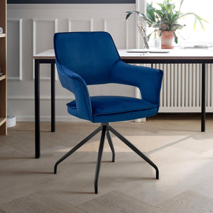 English Elm Devora Modern Velvet Dining Accent Chair with Durable Upholstery and Sturdy Wooden Four-Leg Base Blue B2736P354282