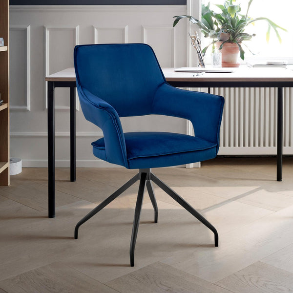 English Elm Devora Modern Velvet Dining Accent Chair with Durable Upholstery and Sturdy Wooden Four-Leg Base Blue B2736P354282