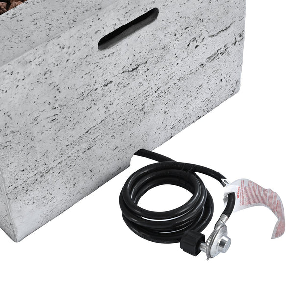 English Elm U_style Mgo Square Propane Fire Pit 40000 Btu Stone Texture Patio Table with Lava Rocks Gray N711P410544E