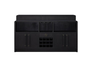 English Elm Elm Veneer Home Bar Cabinet with Led Lighting Peppercorn Finish Entertaining Storage B2699P469522