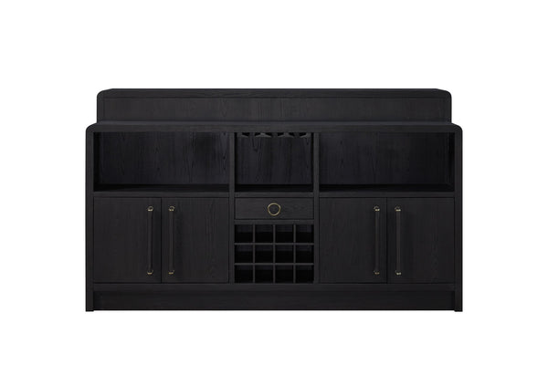 English Elm Elm Veneer Home Bar Cabinet with Led Lighting Peppercorn Finish Entertaining Storage B2699P469522