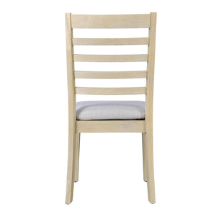 English Elm Farmhouse Ladder Back Dining Chairs Rubberwood Frame Upholstered Seat Set of 2 Natural+Beige N752P272064N
