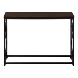 English Elm Accent Table Modern Entryway Console with Grey Laminate Top and Black Criss-Cross Metal Frame, 44" L Espresso 47 L x 16 W x 6 H B2710P219328