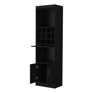 English Elm Lowa Elegant Bar Cabinet with Built-In Wine Rack, Ample Shelving and Dual Door Storage for Entertaining Black 42.13 L x 18.51 W x 9.45 H B128P189928
