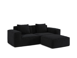 English Elm Modular Modular Sofa: Versatile Oversized Sofa Bed With Soft Corduroy Velvet, Footrest & Cozy Pillows - Black W3147S00023