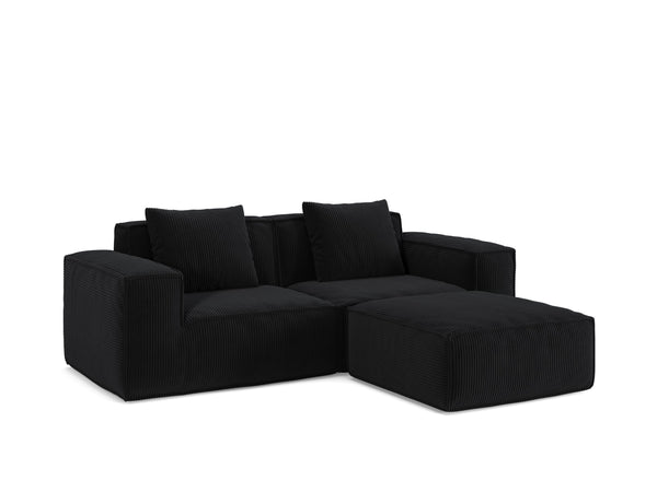 English Elm Modular Modular Sofa: Versatile Oversized Sofa Bed With Soft Corduroy Velvet, Footrest & Cozy Pillows - Black W3147S00023