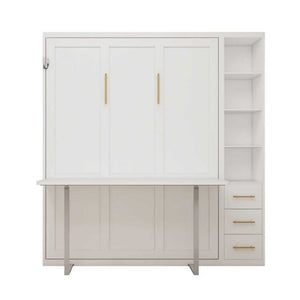 English Elm Diy Queen Murphy Bed with Integrated Workspace Desk for Studio and Home Office W5290S00005
