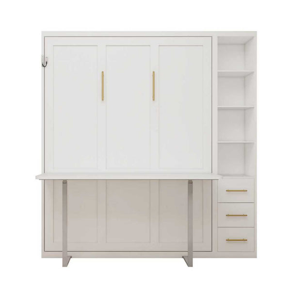 English Elm Diy Queen Murphy Bed with Integrated Workspace Desk for Studio and Home Office W5290S00005