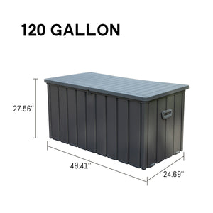 English Elm 120 Gallon Outdoor Storage Deck Box with Wheels & Lockable Lid, Waterproof Resin Top, Steel Body, Large Patio Bin W1859P197914