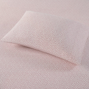 JLA Home True North by Sleep Philosophy - Printed ultra-soft cotton flannel sheet set with brushed finish, OEKO-TEX certified warmth and durability Blush Dots TN20-0415