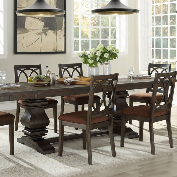 English Elm Brown Padded Side Chair Set of 2 with Beige Fabric Upholstery and Sleek Black Legs for Dining Comfort and Style Espresso B062P209261