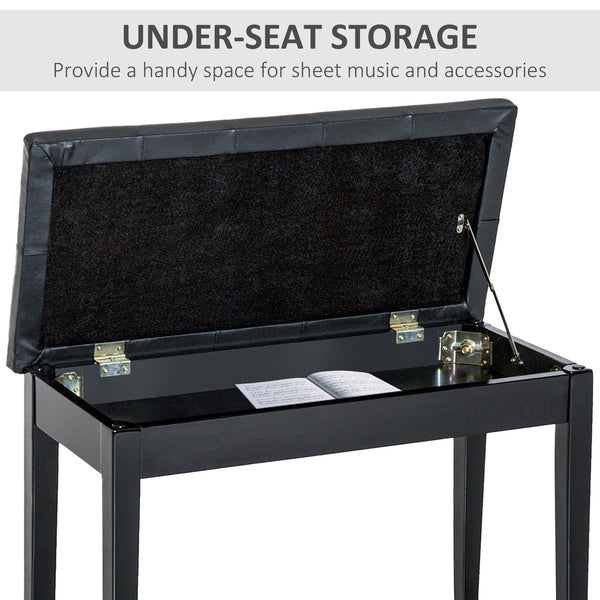English Elm Piano Bench Duet Seat with Tufted Faux Leather Top and Glossy Wood Frame T3971P383712